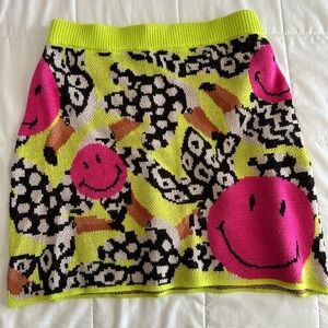 Farm rio: Vibrant Smiley Face Knit Skirt